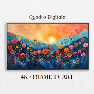 Arte de TV con marco mexicano, arte abstracto de flores coloridas de verano para televisor Samsung, descarga digital