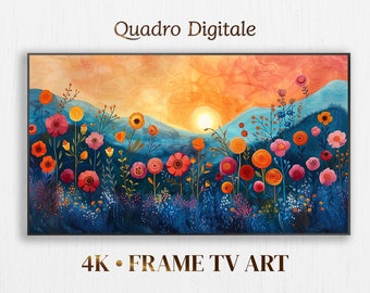 Mexican Frame TV Art, Abstract Colorful Summer Flower Art for Samsung TV, Digital Download