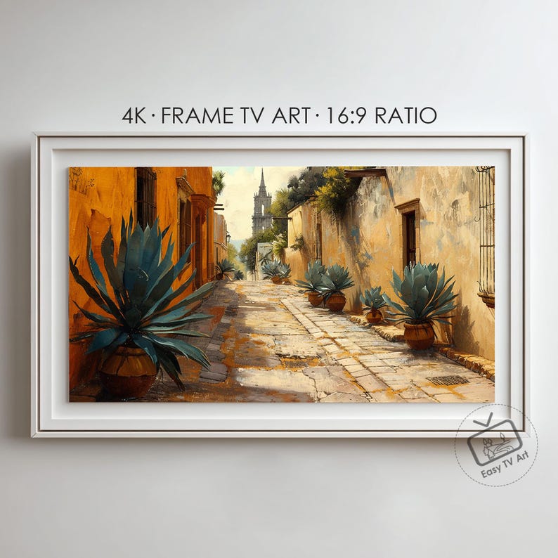 Mexican Street Frame TV Art, Rustic Vintage Alley Scene, Digital Download for Samsung image 5
