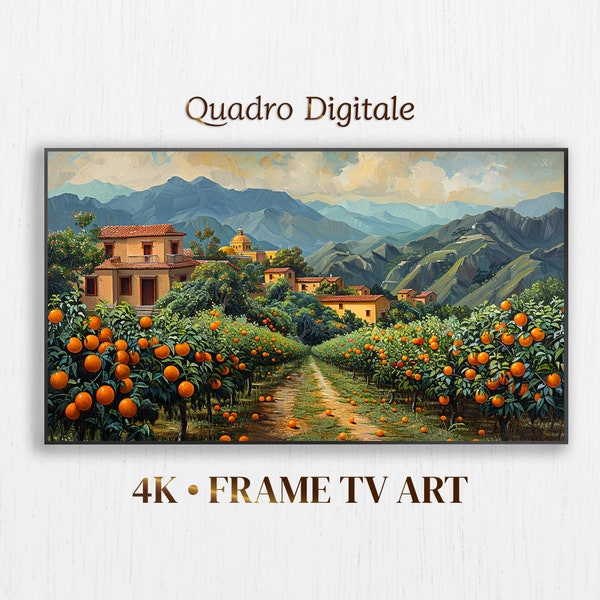 Frame TV Art, Hisense CanvasTV, Mexico Orange Farm, Colorful Summer TV Art for Samsung, Instant Download