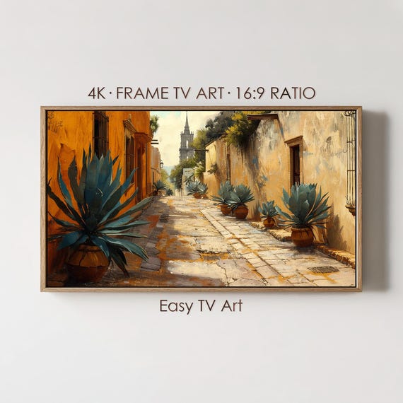Mexican Street Frame TV Art, Rustic Vintage Alley Scene, Digital Download for Samsung