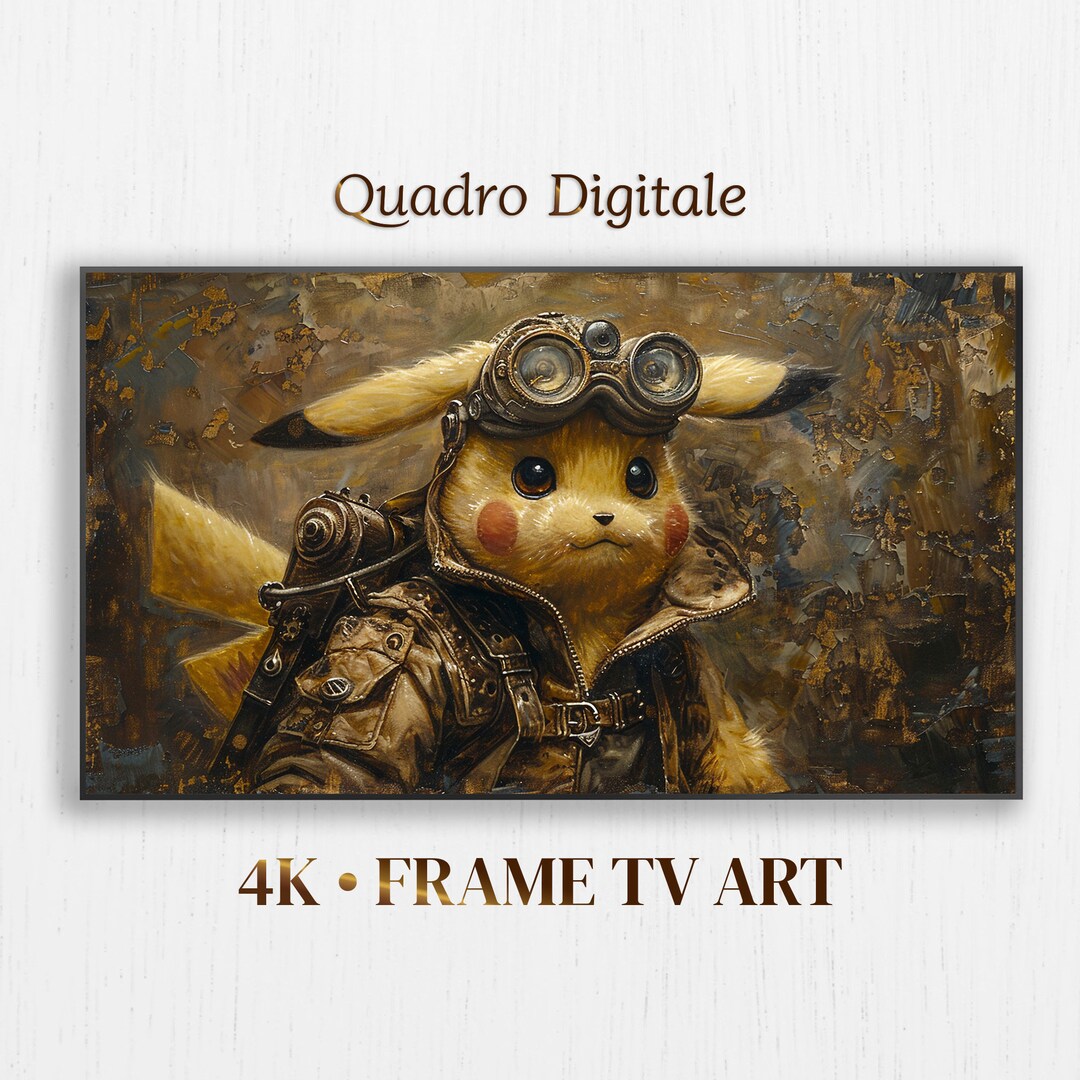 Steampunk Pikachu Frame TV Art: Surreal Pop Culture (digital