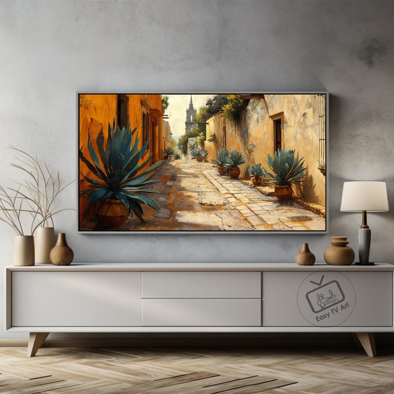 Mexican Street Frame TV Art, Rustic Vintage Alley Scene, Digital Download for Samsung image 2