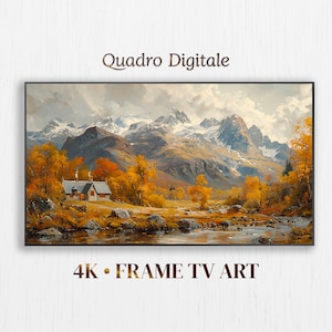 Fall Frame TV Art, Scottish Highlands Landscape Painting, Mountain Art for Samsung, Instant Download