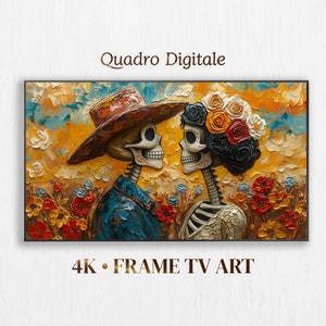 Frame TV Art, Пара Кантринас, Цифровое искусство Dia De Los Muertos для телевизора Samsung, Мгновенная загрузка