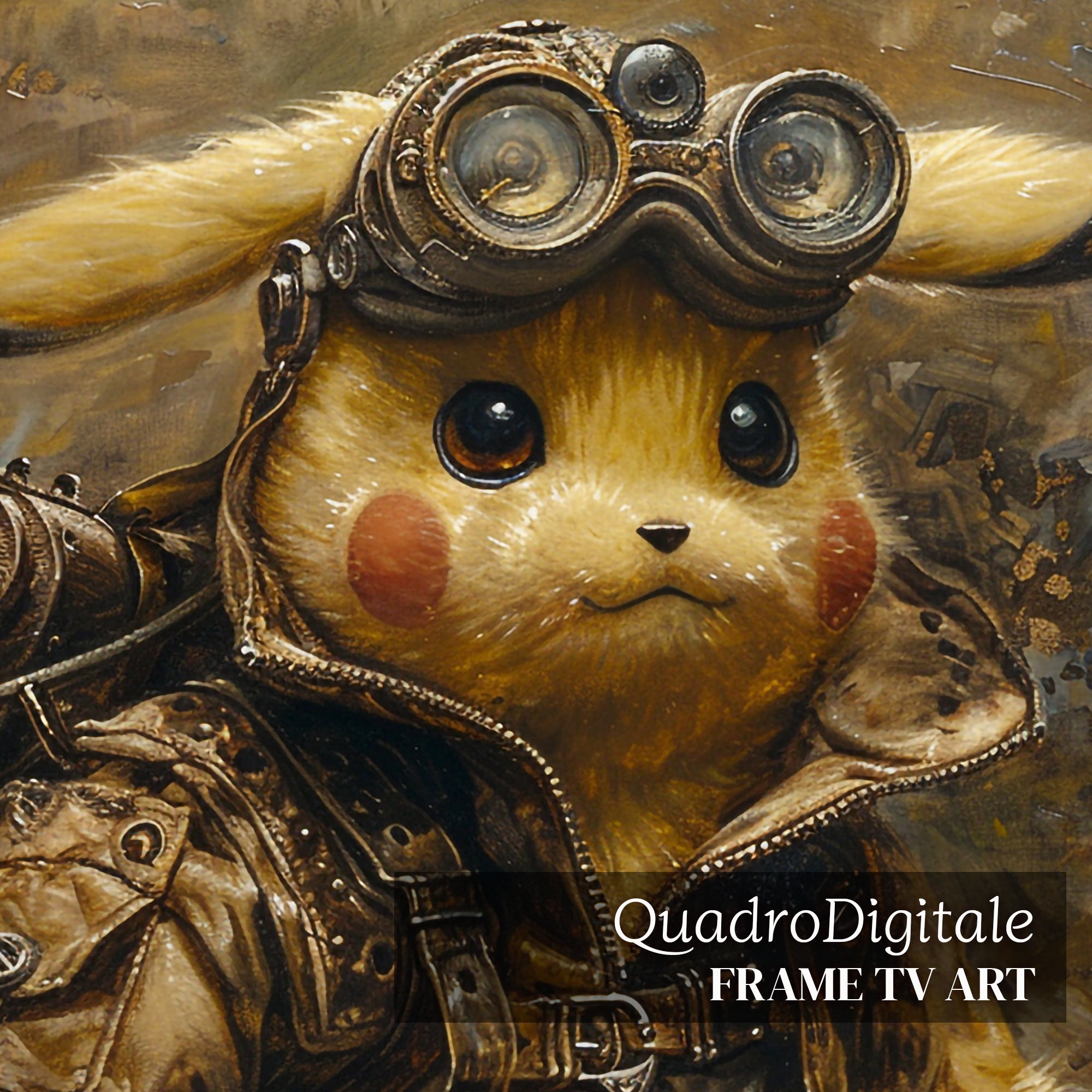 Steampunk Pikachu Frame TV Art: Surreal Pop Culture (digital