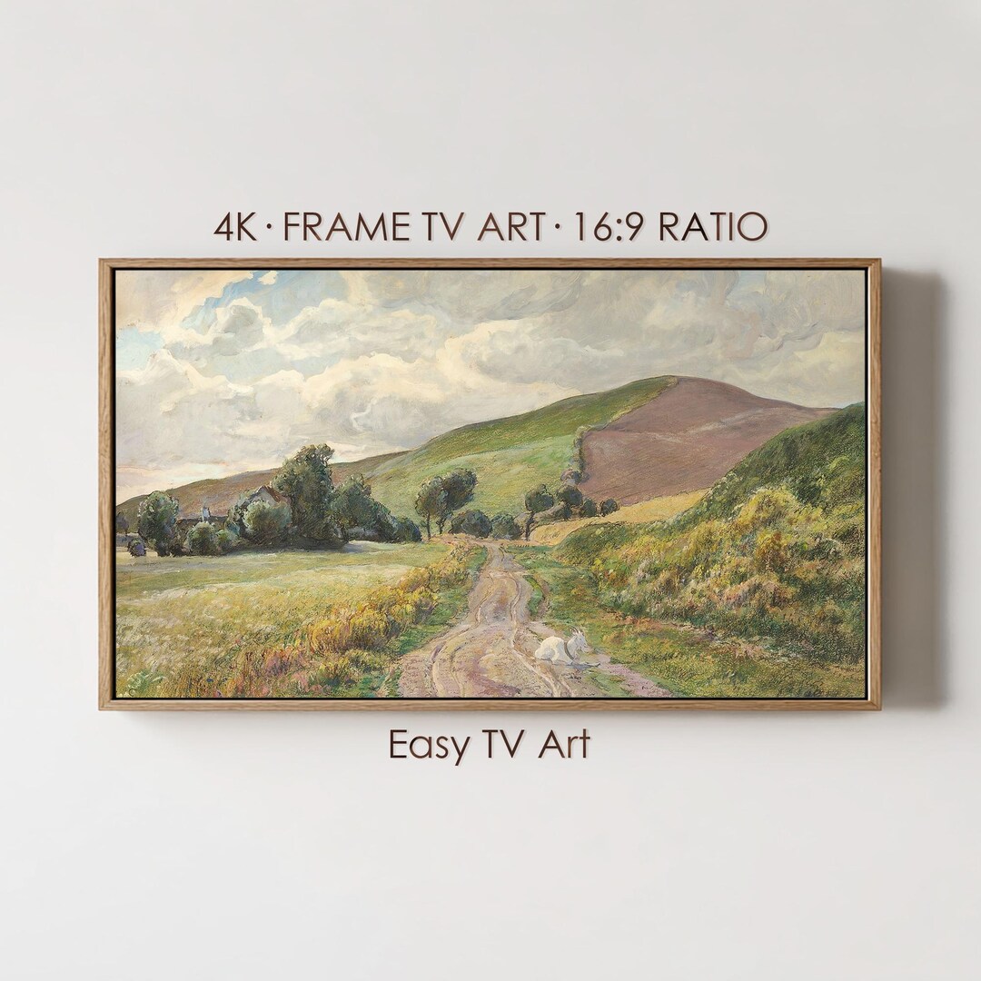 Summer Countryside Frame TV Art, Rolling Hills Farm Road, Digital ...