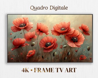 Frame TV Art, Spring Poppy Flower, Digital Art for Samsung TV, Instant Download