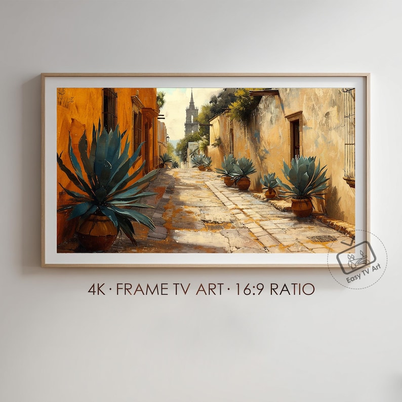 Mexican Street Frame TV Art, Rustic Vintage Alley Scene, Digital Download for Samsung image 3