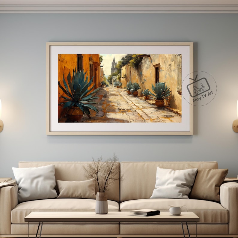 Mexican Street Frame TV Art, Rustic Vintage Alley Scene, Digital Download for Samsung image 7