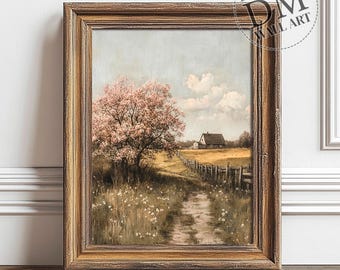 Spring Farmhouse Printable Wall Art, Rustic Country Cottage with Blossoms, Vintage Digital Download