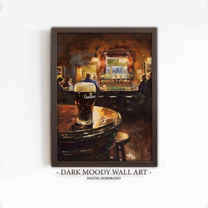 Guinness Druck, Bier Malerei, Bar Wandkunst, Küchendeko, dunkle schwermütige Kunst, druckbare Wandkunst, digitaler Download