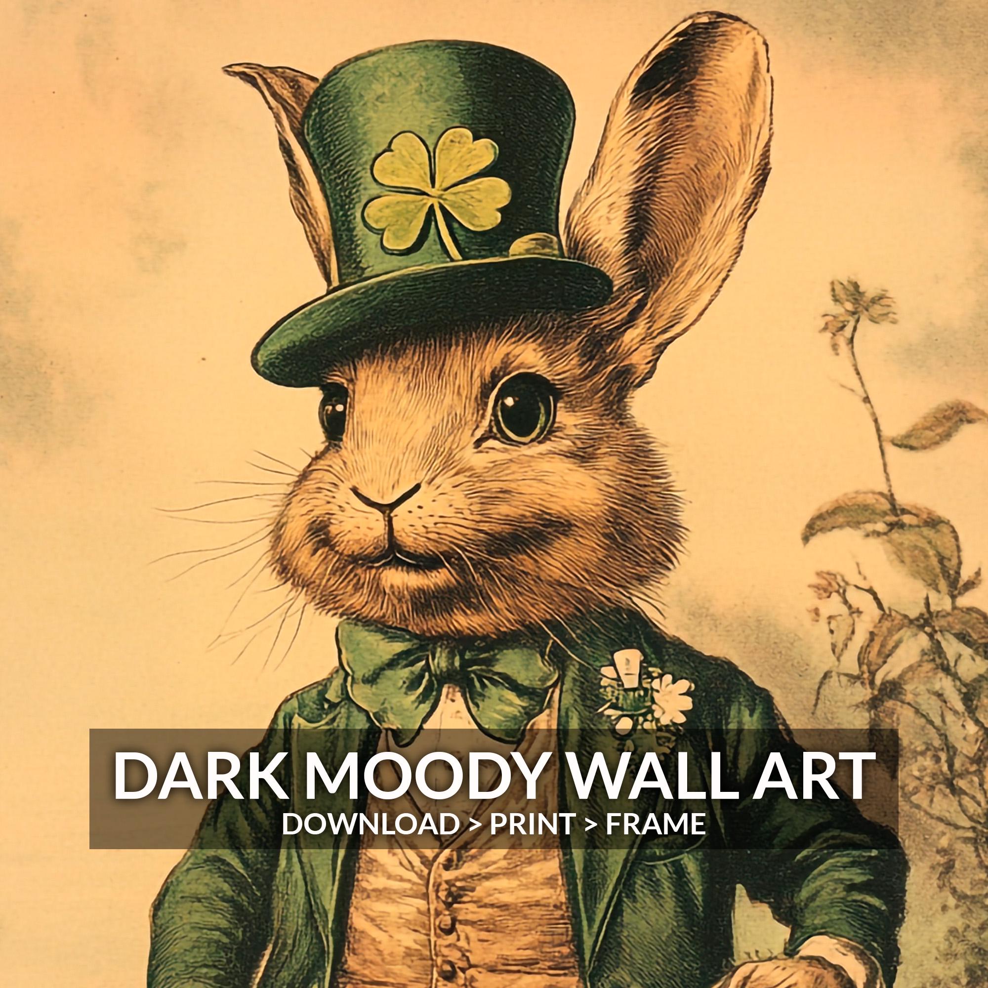 Irish Rabbit Logo Irish Rabbit Printable Wall Art, St Patrick’s Day Animal Print, Vintage ...