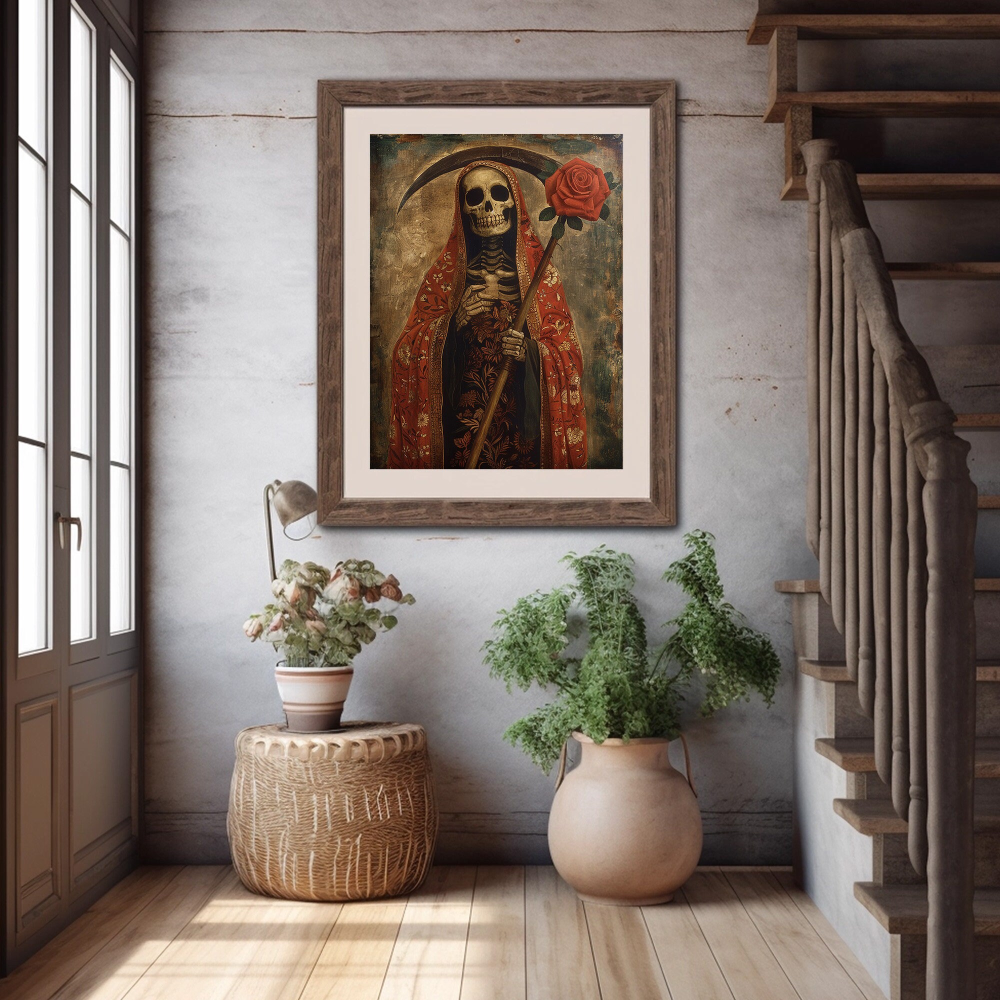 Gothic Skeleton Plush Blanket, Santa Muerte Home Decor, Halloween Gift