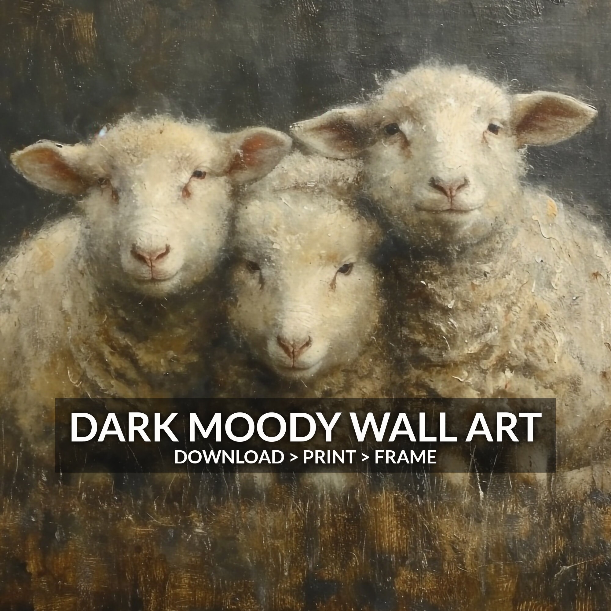 Sheep Printable Wall Art, Rustic Farm Animal Print, Vintage Digital ...