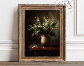 Dark Cottagecore Lily Of The Valley Printable Wall Art, Gothic Bedroom Decor, Digital Download