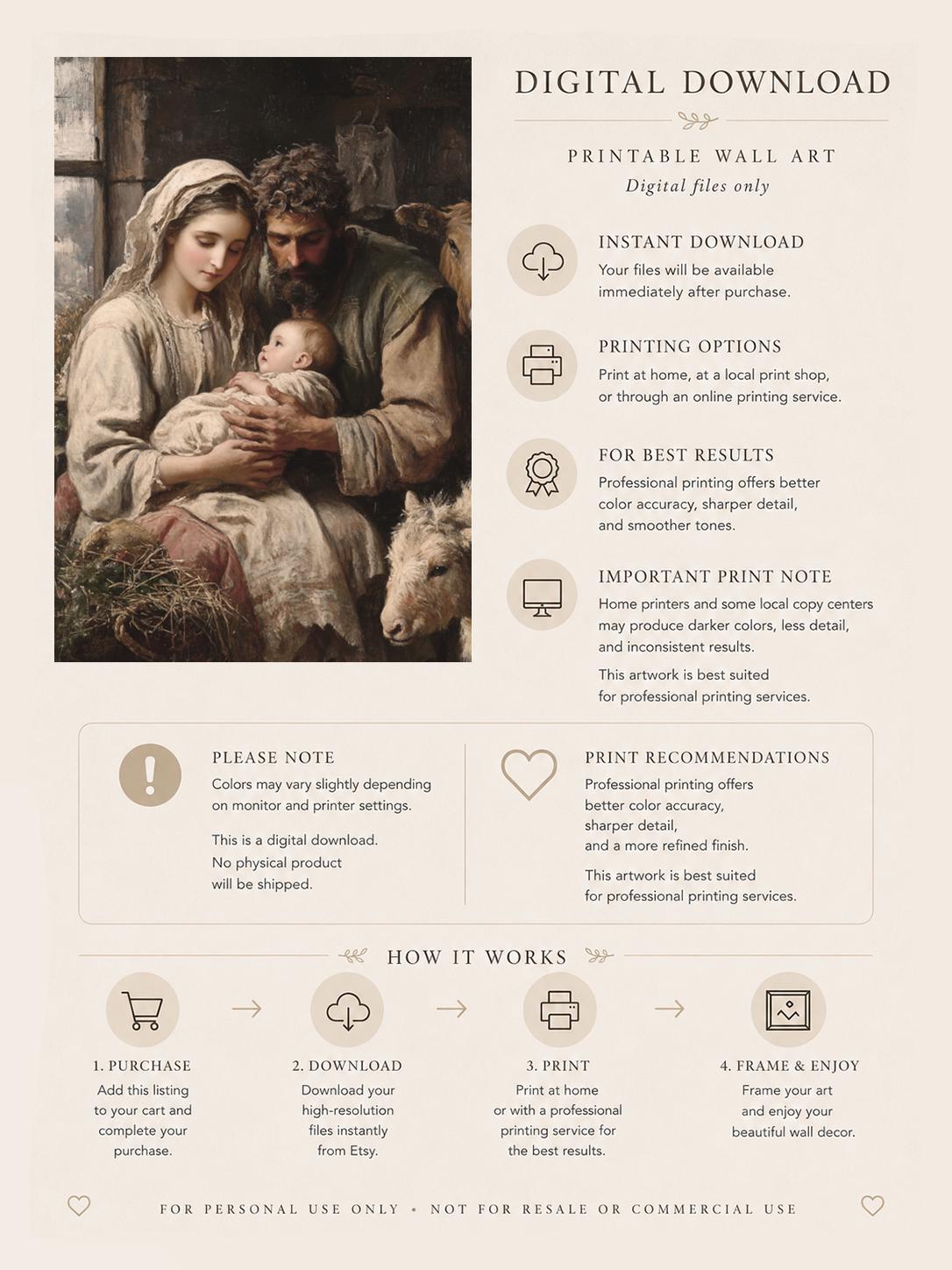 Nativity Wall Art Printable, Holy Family Christmas Scene Print ...
