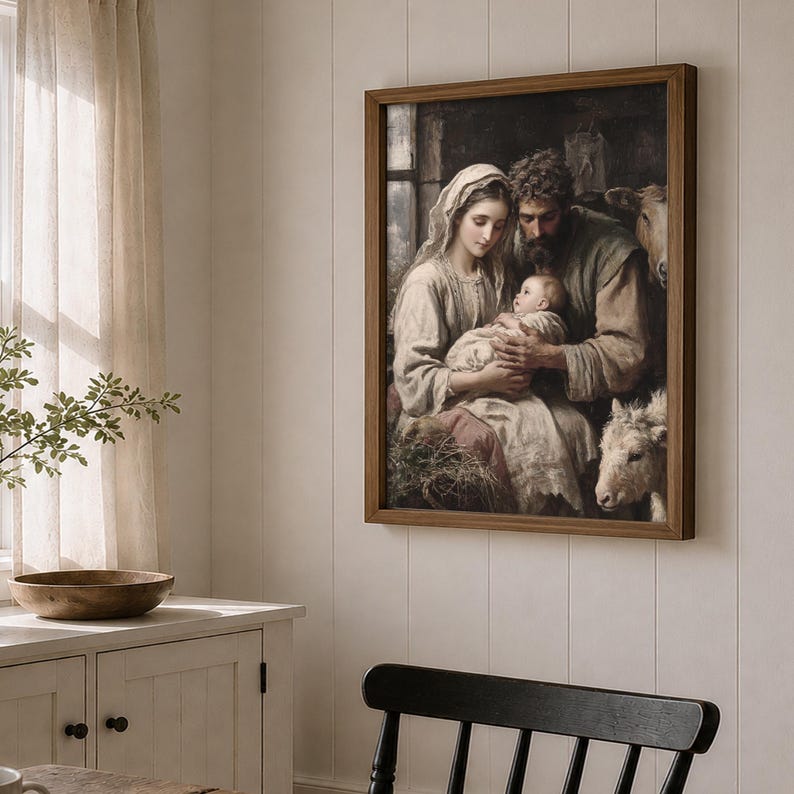 Nativity Wall Art Printable, Holy Family Christmas Scene Print ...
