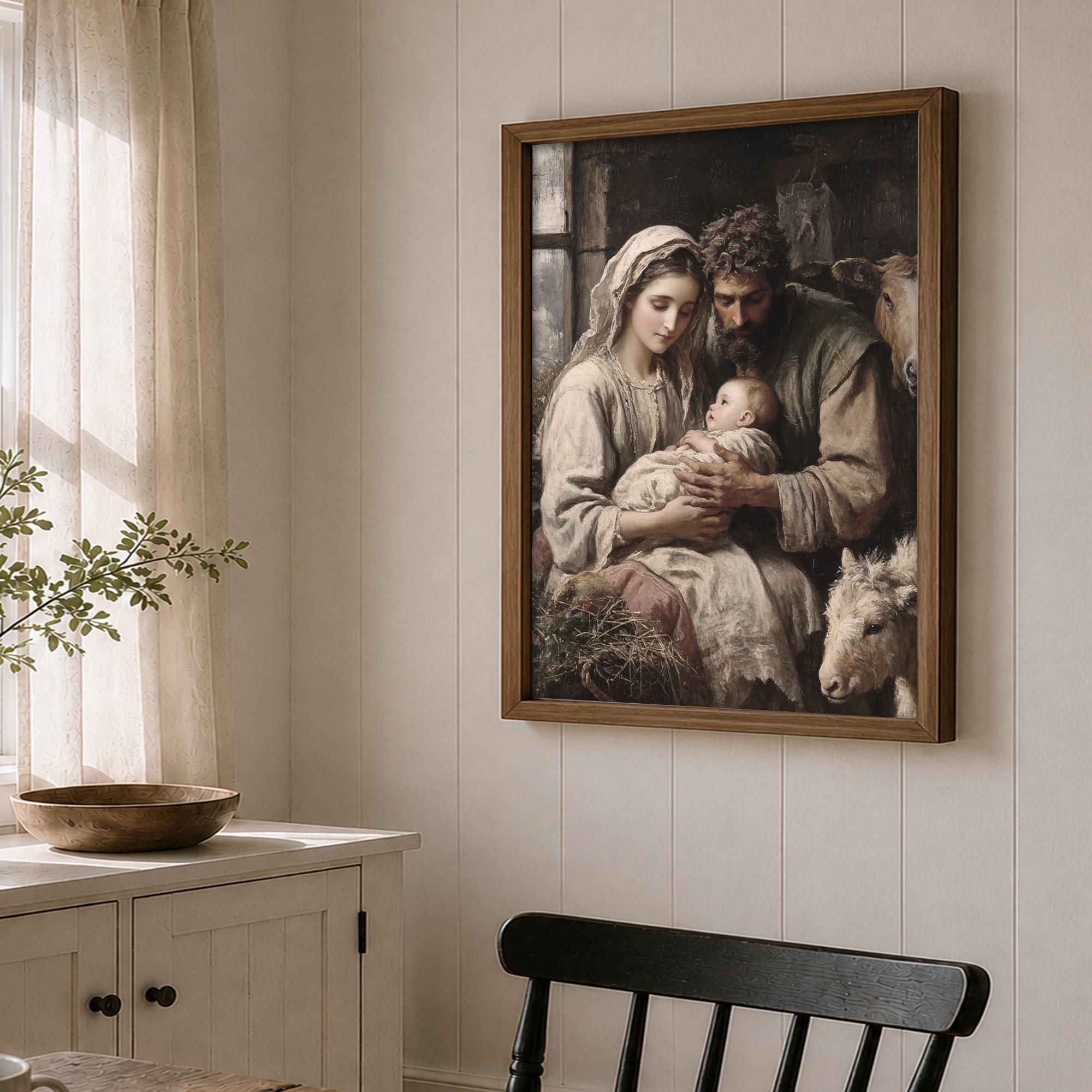 Nativity Wall Art Printable, Holy Family Christmas Scene Print ...