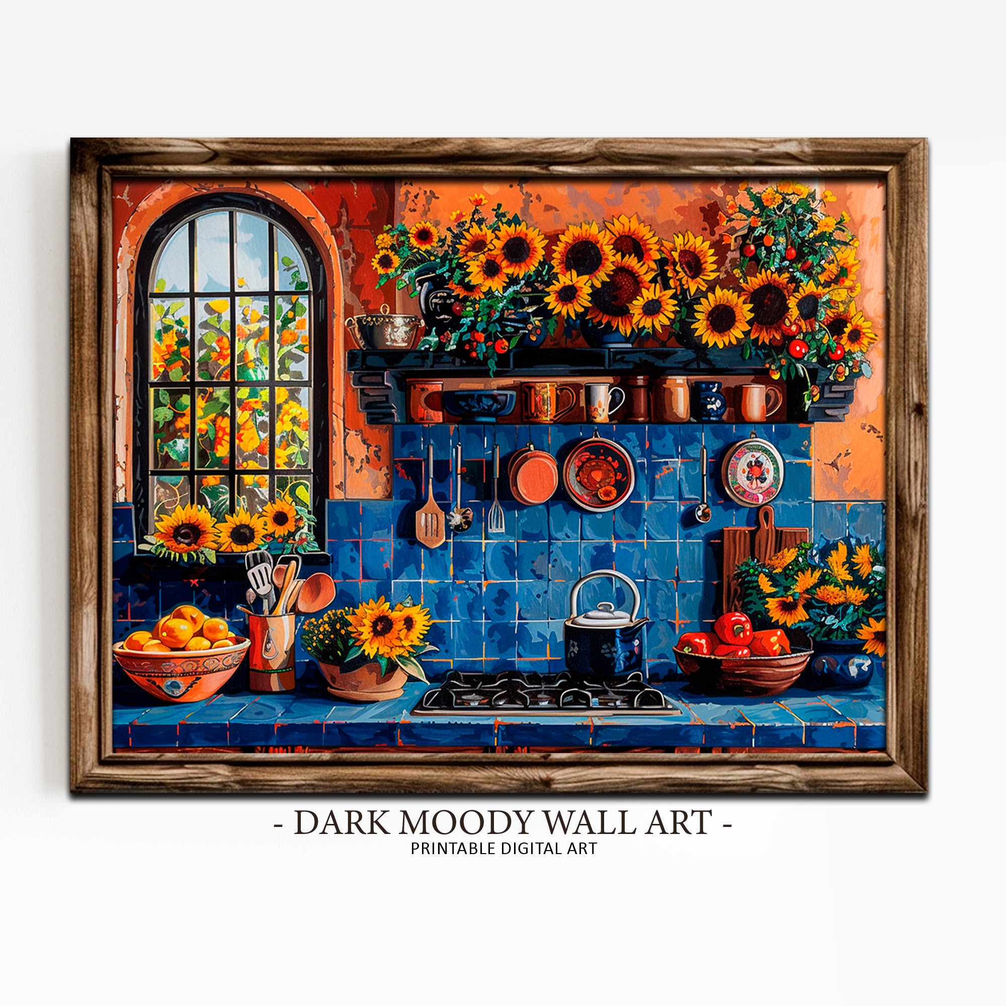 Mexican Talavera Kitchen Still Life Wall Art, Printable Traditional Mexican Folk Art, Digital Download, Mexican Kitchen Home Decor
