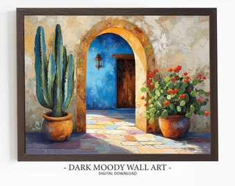 Mexican Print, Printable Mexico Decor, Hispanic Wall Art, Archway Painting