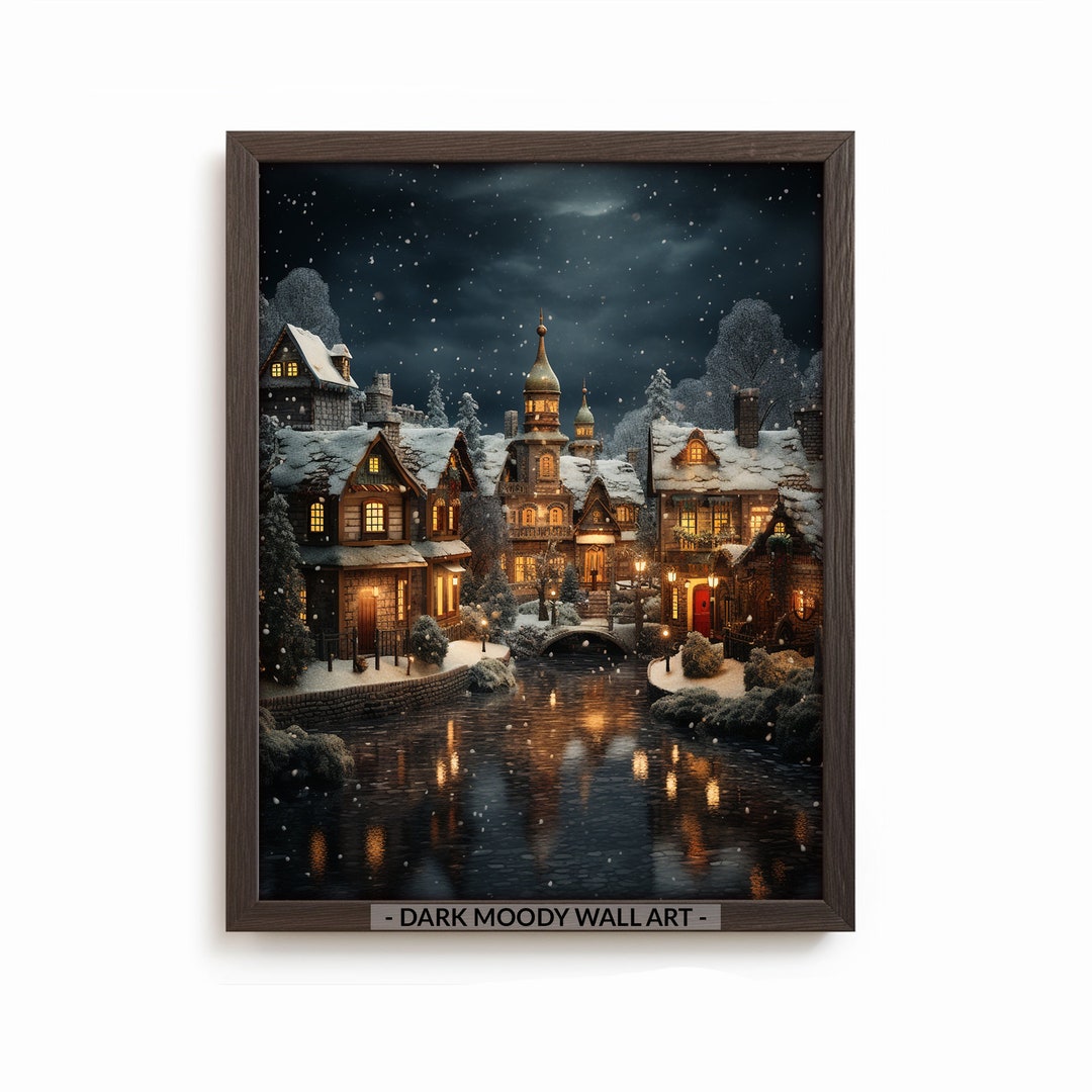 Winter Wonderland Wall Print Christmas Village Wall Art Etsy