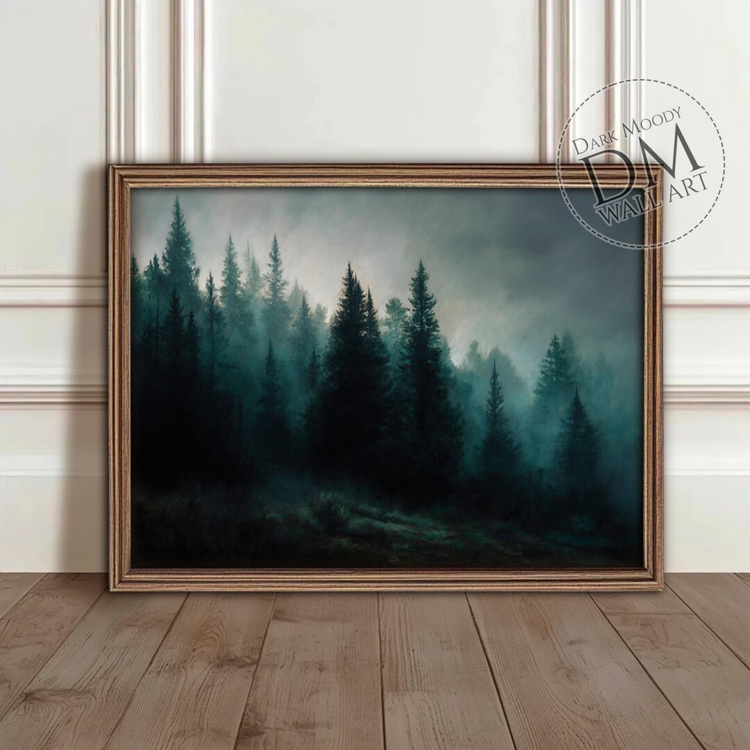 Nordic Forest Wall Art Printable, Foggy Pine Tree Landscape Print ...