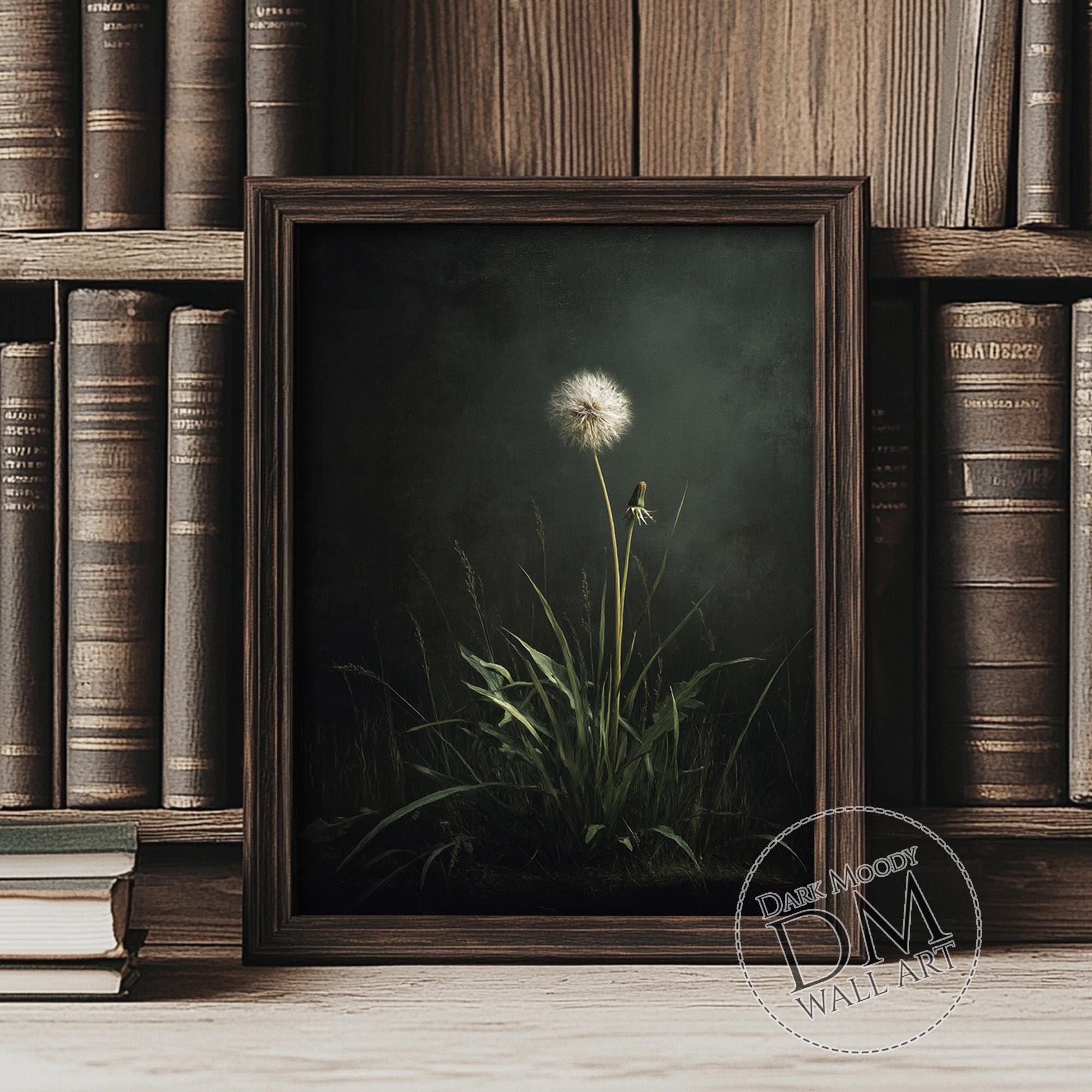 Dandelion Botanical Printable Wall Art, Vintage Dark Academia Floral ...