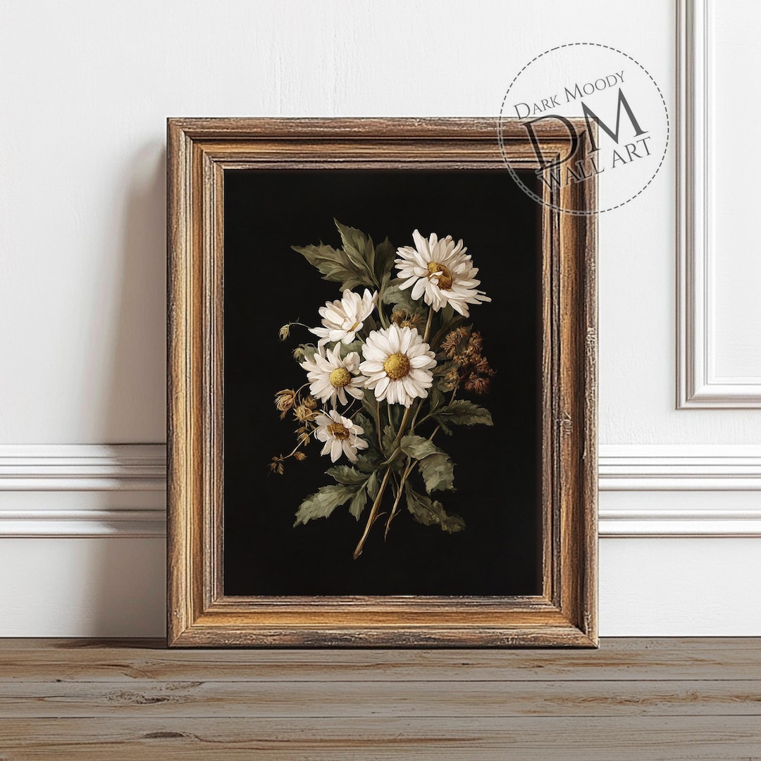 Daisy Flower Printable Wall Art, Vintage Botanical Floral Print ...