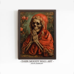 Impresión de Santa Muerte, Día de Los Muertos, Arte Popular Colorido, Pintura Mexicana, Arte de pared imprimible, Descarga Digital