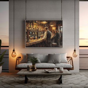 Irish Pub Scene Printable Wall Art, Rustic Tavern Beer Bar Print ...