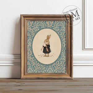 Paashaas print, landelijke rustieke haas schilderij, vintage AFDRUKBARE digitale muurkunst, Instant Download