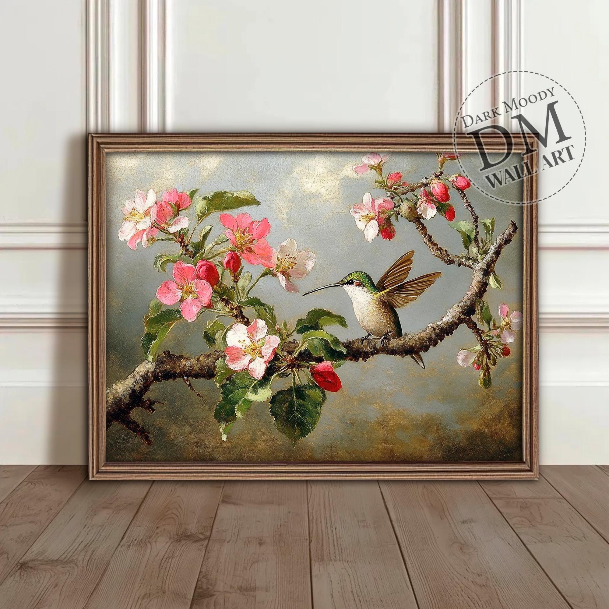 ヴィンテージ風 花と鳥のボード 壁掛け ヴィンテージ風 花と鳥のボード