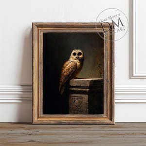 Stimmungsvolle Eule, druckbare Kunst, Vintage Tierportrait, druckbare Kunst, digitaler Download