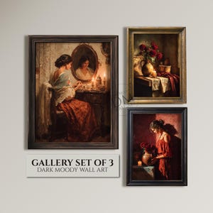 Mexican Woman Portrait Set: Dark Moody Gallery Wall Art (Digital Download)