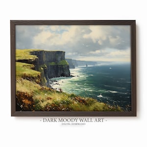 Irish Cliffs of Donegal, Vintage Ireland Home Decor, Digital Download, Printable Vintage Irish Seascape