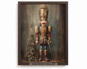 Nutcracker Soldier Printable Wall Art, Vintage Christmas Holiday Decor, Digital Download