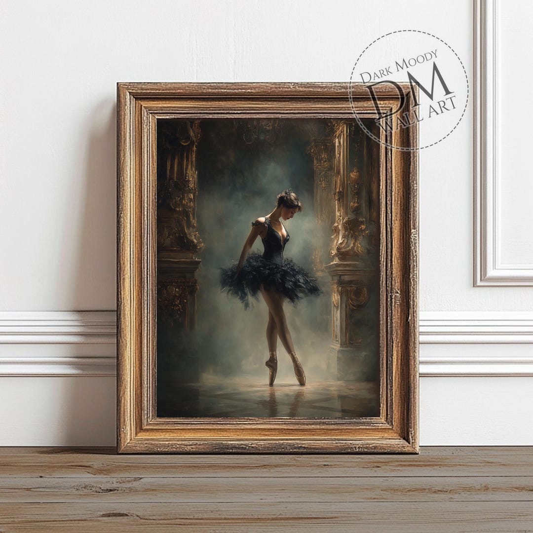 Gothic Ballerina Wall Art Printable, Moody Black Swan Ballet Print ...