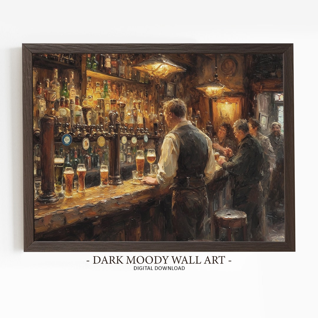 Irish Pub Scene Printable Wall Art, Rustic Tavern Beer Bar Print ...