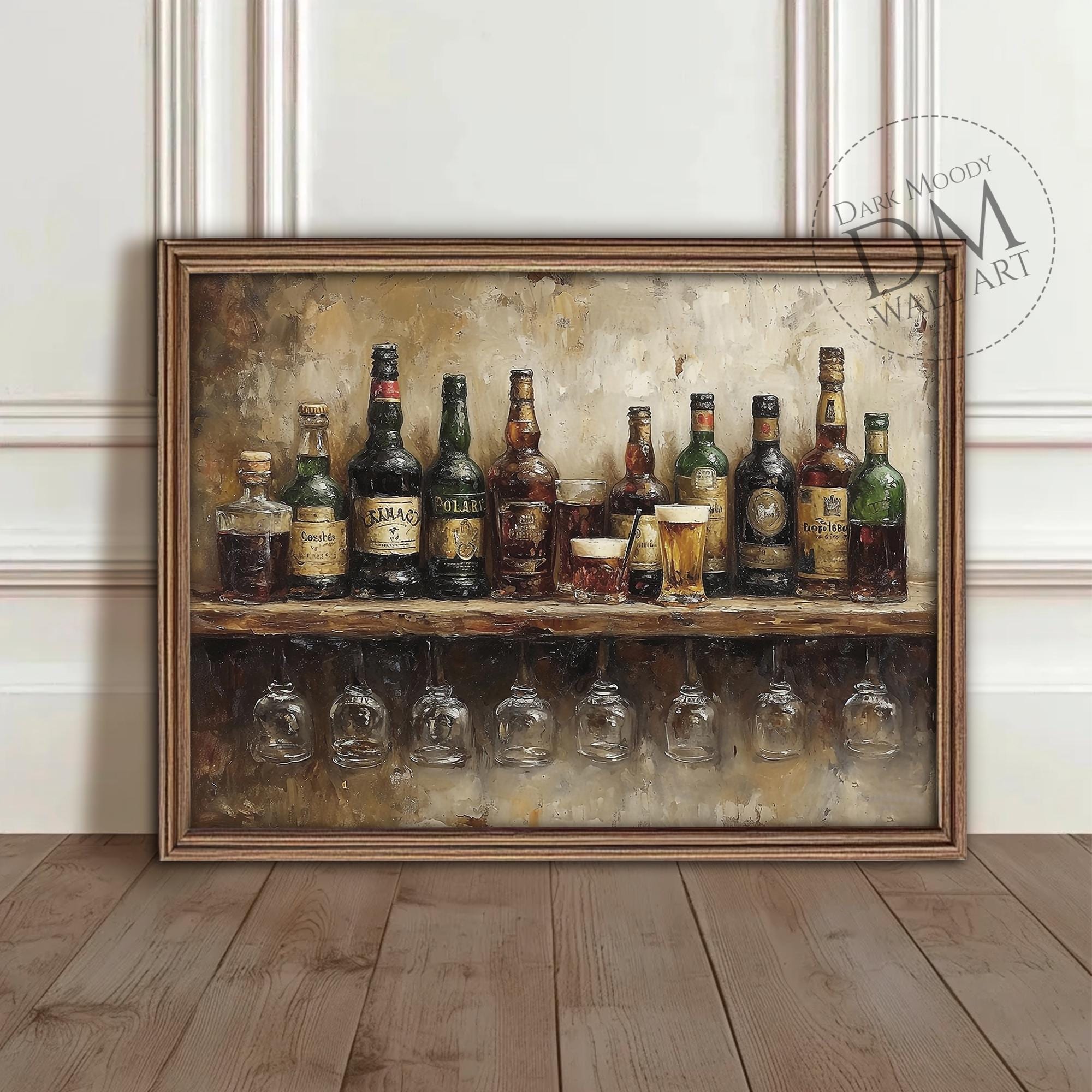 Irish Pub Bar Printable Wall Art, Rustic Whiskey & Beer Bottles Print ...
