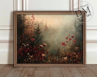 Vintage Fall Floral Prints, Printable Autumn Wildflower Wall Art, Moody Botanical Fall Decor, Autumn Thanksgiving Farmhouse Wall Decor