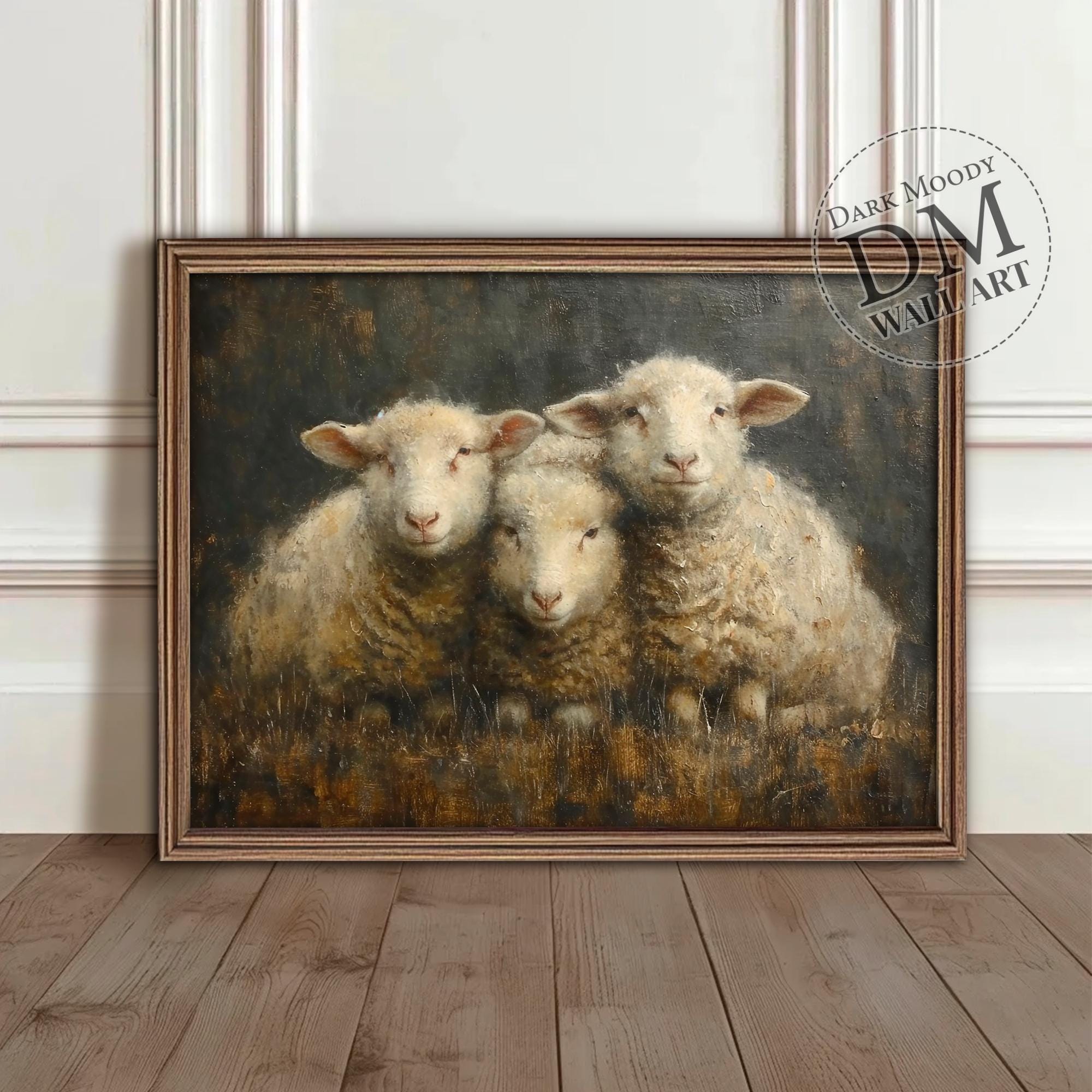 Sheep Printable Wall Art, Rustic Farm Animal Print, Vintage Digital ...