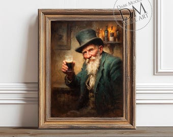 Irish Pub Portrait Printable Wall Art, Guinness Beer Tavern Print, Vintage Digital Download