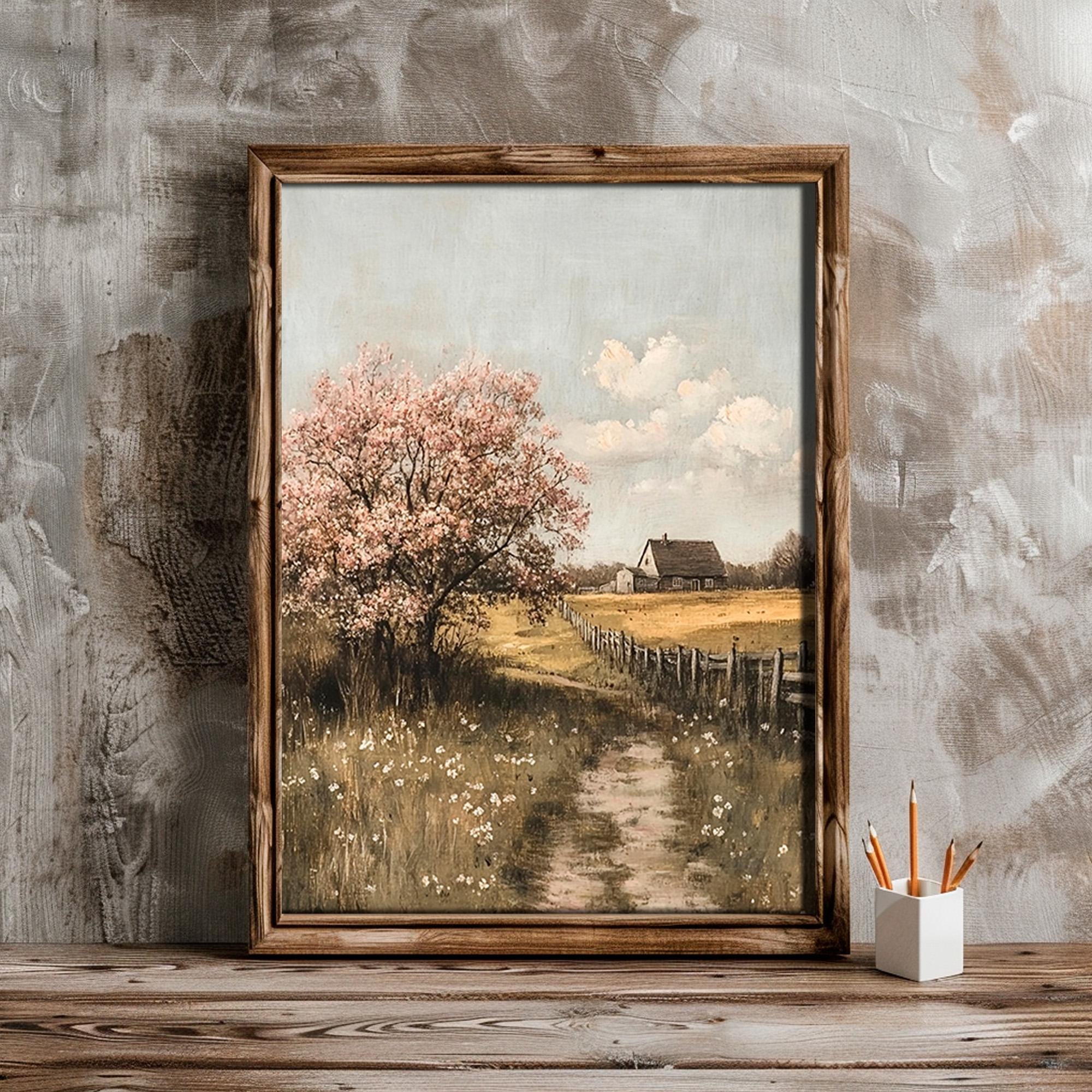 Spring Farmhouse Printable Wall Art, Rustic Country Cottage With ...
