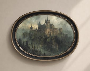 Gothic Schloss druckbare Wandkunst, dunkle mittelalterliche Festung Print, Vintage digitaler Download