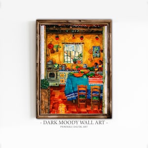 Mexican Kitchen Printable Wall Art, Rustic Colorful Dining Room Print, Digital Download