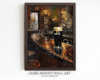 Guinness Irish Pub Printable Wall Art, Rustic Beer Bar Print, Vintage Digital Download
