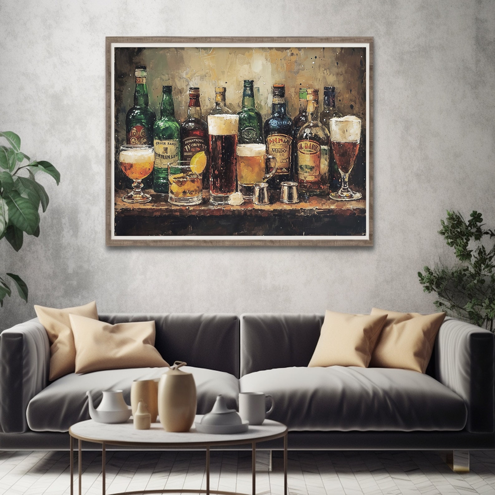 Irish Pub Bar Printable Wall Art, Rustic Whiskey and Beer Still Life ...