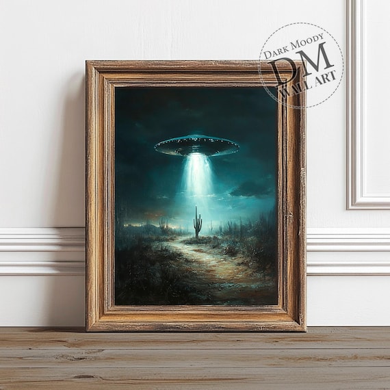UFO Desert Printable Wall Art, Moody Cactus Alien Abduction Scene Print,  Vintage Digital Download - Etsy Israel