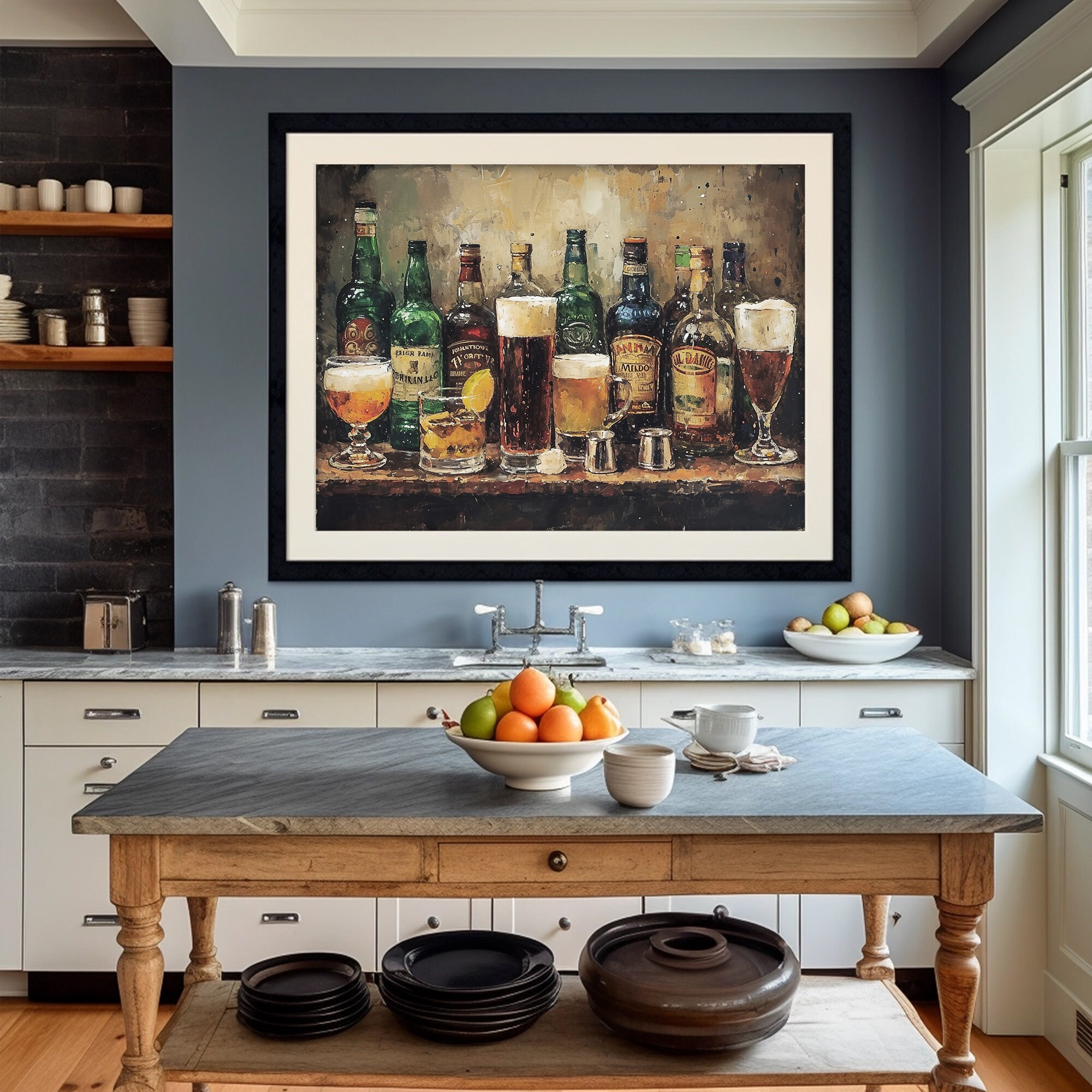 Irish Pub Bar Printable Wall Art, Rustic Whiskey and Beer Still Life ...